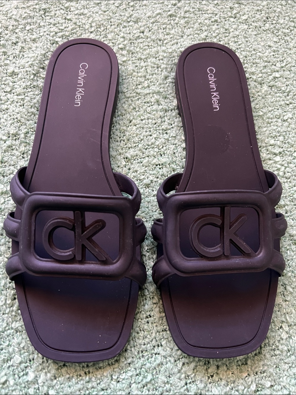 Calvin Klein Kids Plum Slide Sandals with CK Emblem